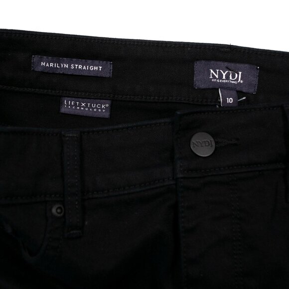 NYDJ Marilyn Straight Cropped Cuffed Jeans Womens 10 Black Lift Tuck Crop W05X - Picture 4 of 5